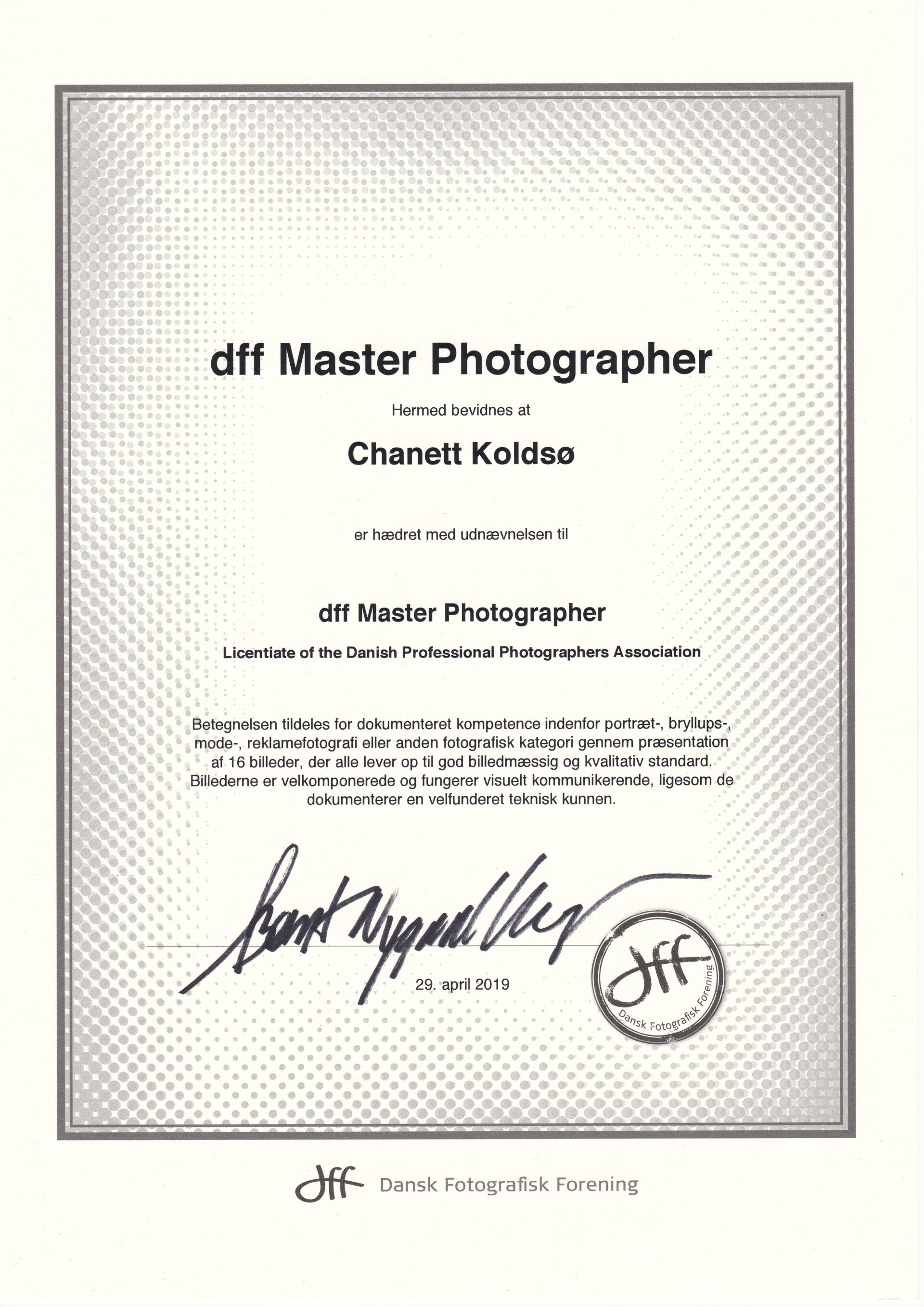 2019 DFF Master i Portrætfotografi